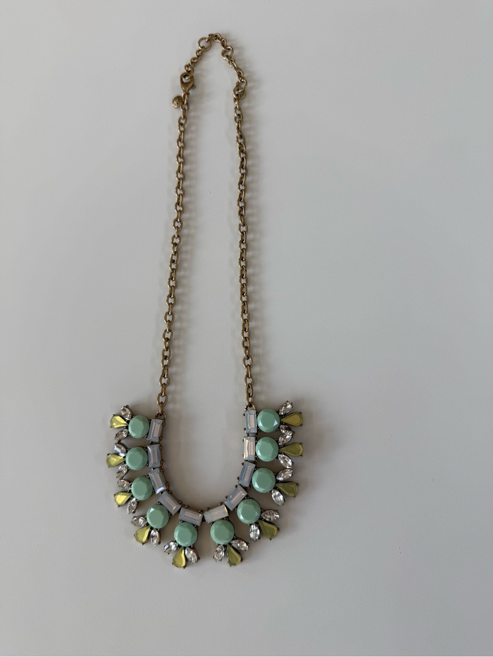 J. Crew Gold-Tone Mint and Yellow Crystal Statement Necklace